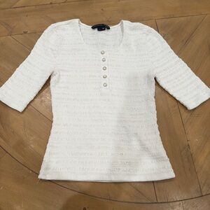 Veronica Beard White Textured Blouse Small Sample Sale Piece